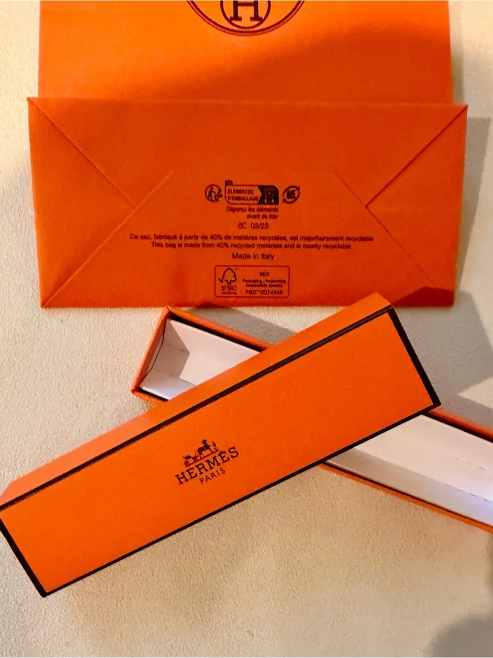 Hermes Orange Gift Bag and iWatch Band Box with Original Ribbon